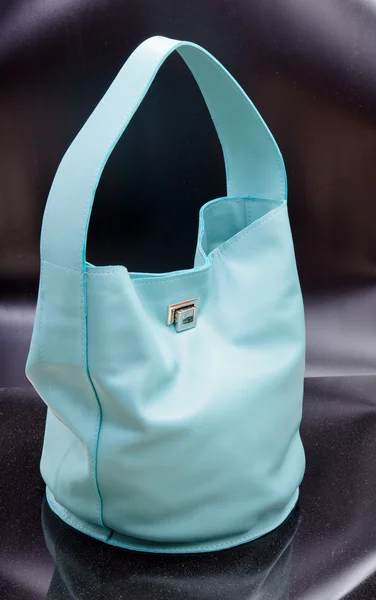 Mavi deri kadın çanta — Stok fotoğraf