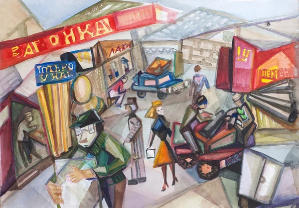 Stadtmarkt im Freien — Stockfoto