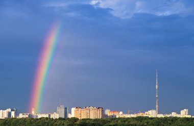 Cityscape with rainbow clipart