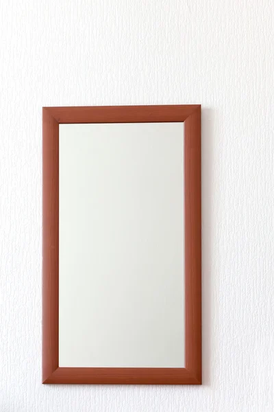 All mirror in wooden brown frame — Stock Photo, Image