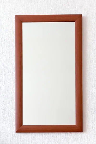 stock image Wall mirror in wooden brown frame