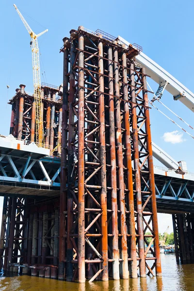 stock image Metal rust pipes in old bridge