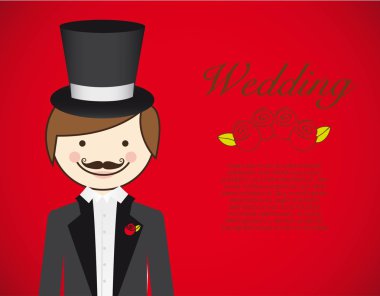 groom with wedding dress clipart