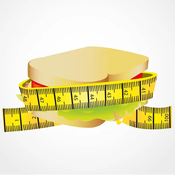 Ruban à mesurer autour de Sandwich — Image vectorielle