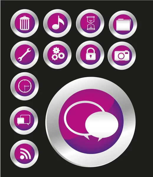 Purple button icon set — Stock Photo, Image