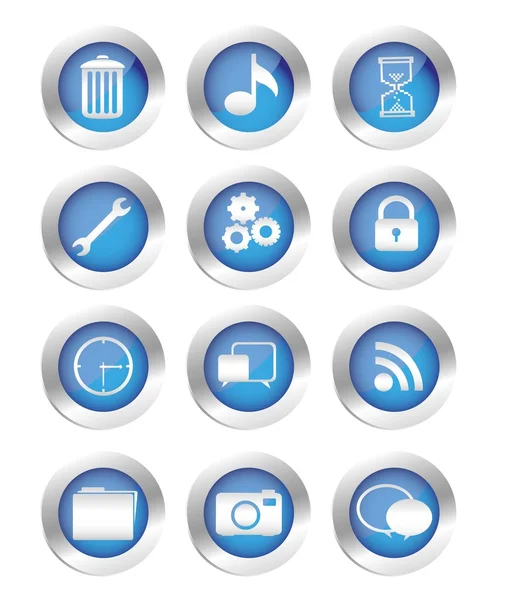 Buttons with icons silhouettes — Stock Photo, Image