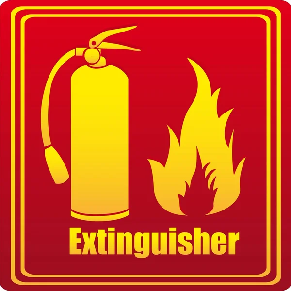 stock vector Silhouette of fire extinguisher with flare