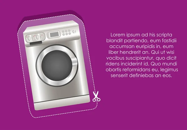 Bir çamaşır makinesi etiket çizimi — Stok Vektör
