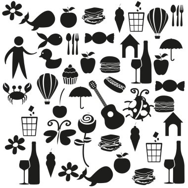 Set black color icons clipart