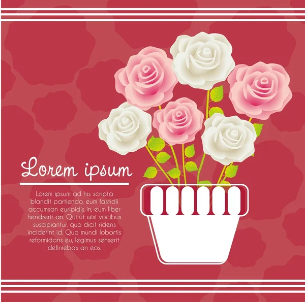 Carte avec des roses colorées — Image vectorielle