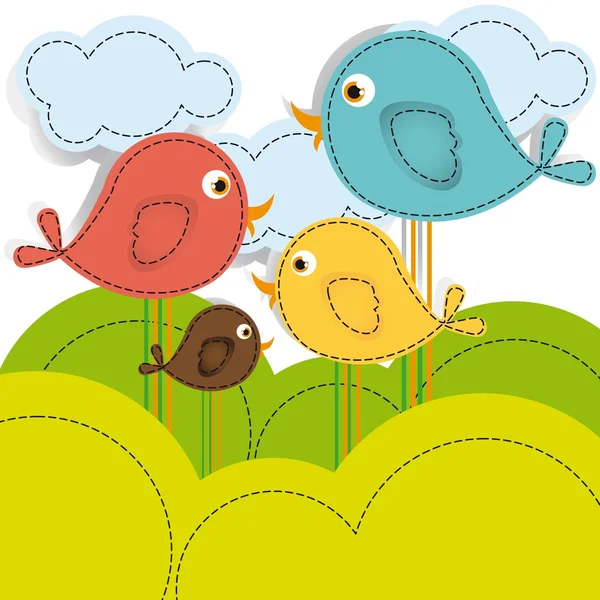 Ilustraciones a color de aves — Vector de stock