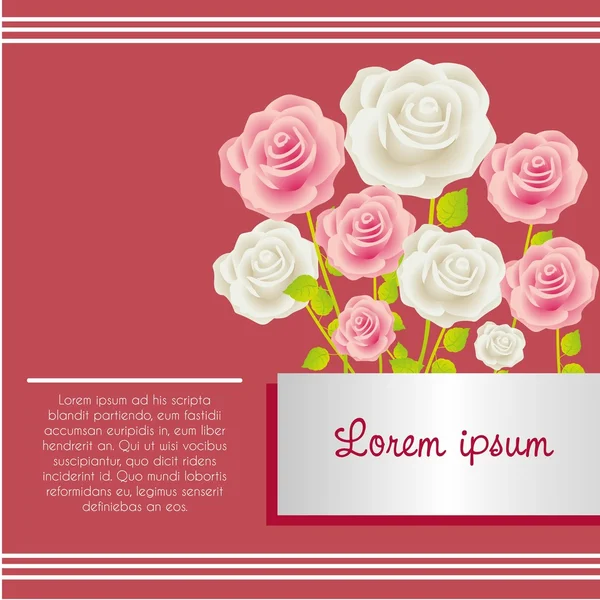 Carte avec des roses colorées — Image vectorielle