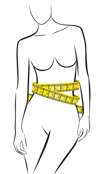 Μέτρα σε τέλεια γυναικείο σώμα — Διανυσματικό Αρχείο