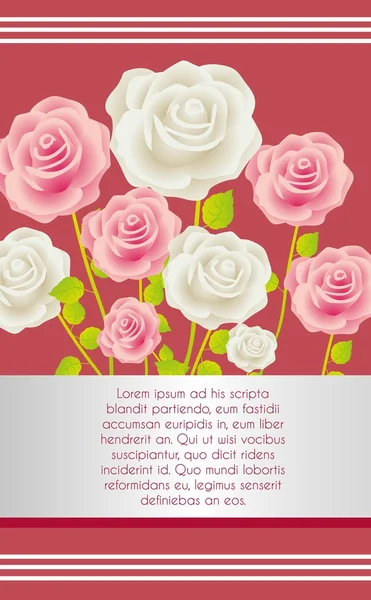 Cartão com rosas coloridas — Vetor de Stock