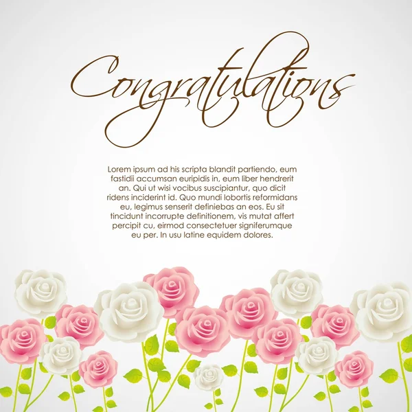 Tarjeta de felicitación con rosas de colores — Vector de stock