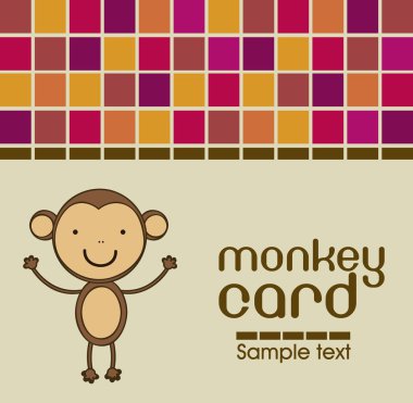 Cute monkey card clipart