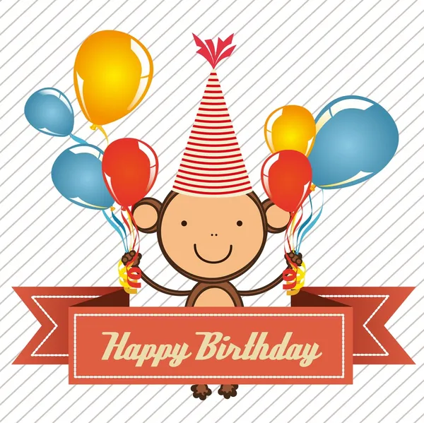 Születésnapi kártyát majom — Stock Vector