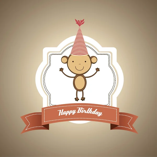 Cartão de aniversário com macaco —  Vetores de Stock