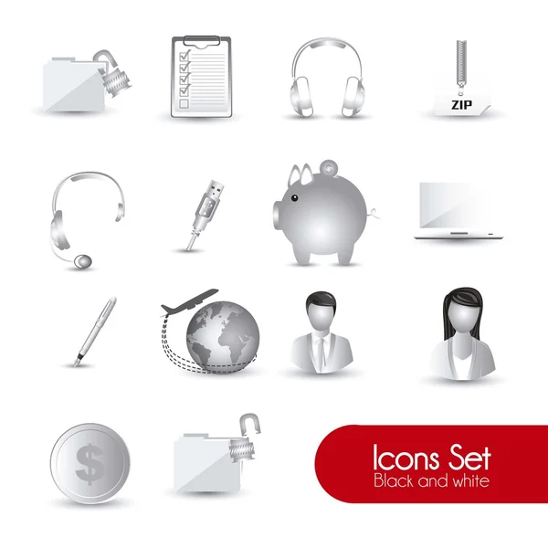 Set of gray icons — Stock Vector