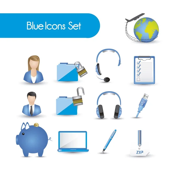 Set of blue icons — Stock Vector