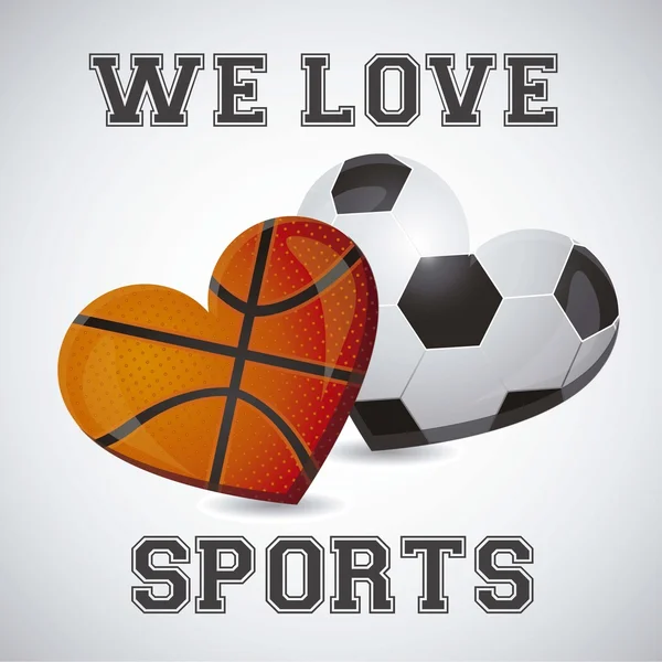 Kosárlabda és foci szív — Stock Vector