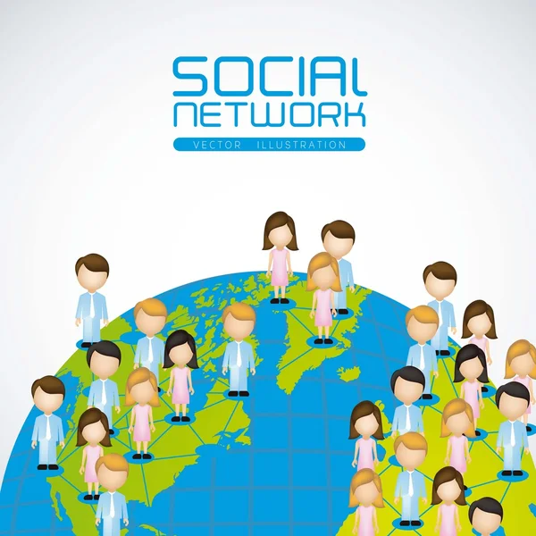 Sosyal ağlar ile karakter çizimi — Stok Vektör