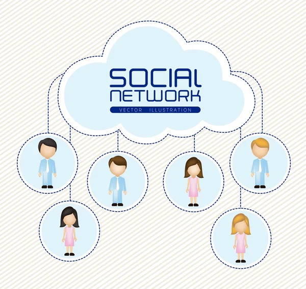 Illustration of social networks with characters — Stock Vector