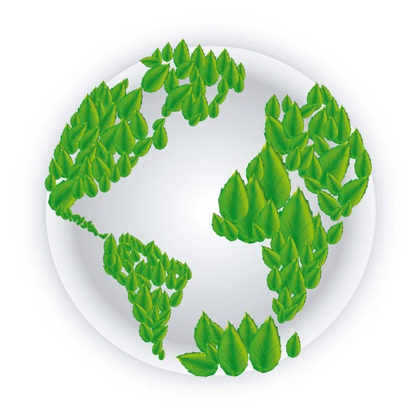 Planeta Terra com folhas — Vetor de Stock