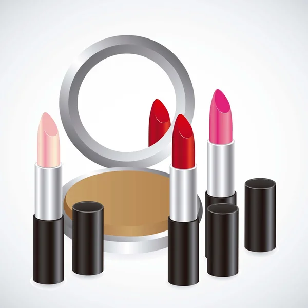 Mirror with lipsticks — Stock Vector