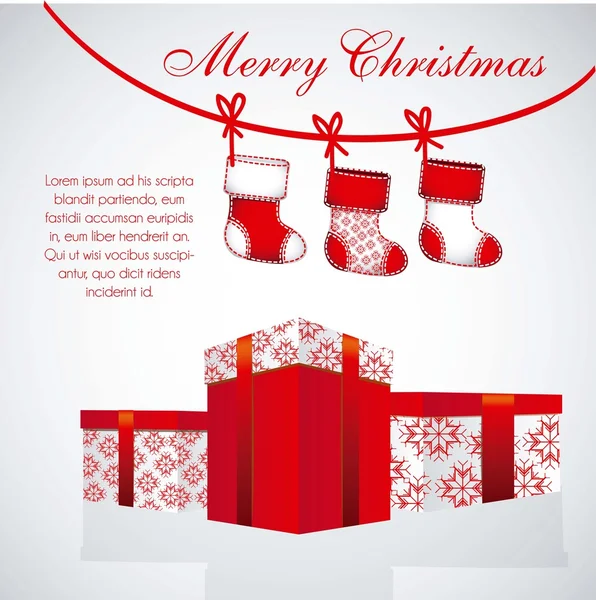 Illustration de bas et cadeaux de Noël — Image vectorielle