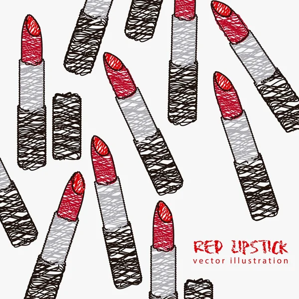 Ilustración del patrón de lápiz labial rojo — Vector de stock