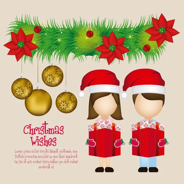 Kids with Christmas hat — Stock Vector