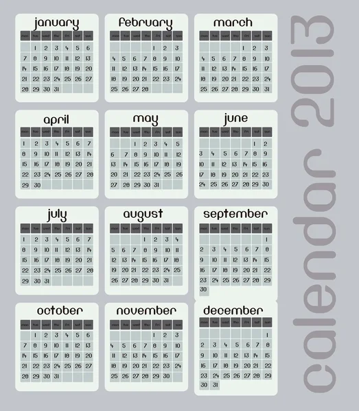 Calendario illustrativo 2013 — Vettoriale Stock