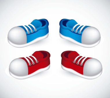 red and blue shoes