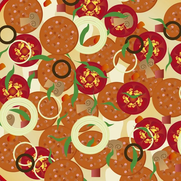 Illustrazione di una pizza al salame piccante — Vettoriale Stock