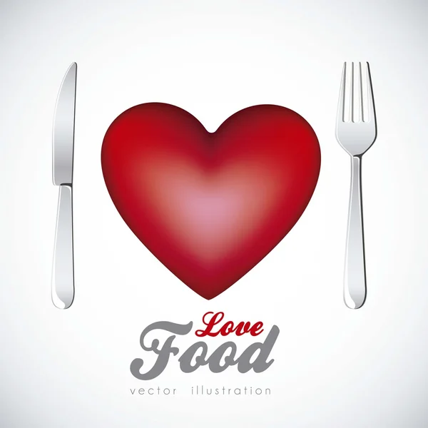 Heart with cutlery — Stock Vector