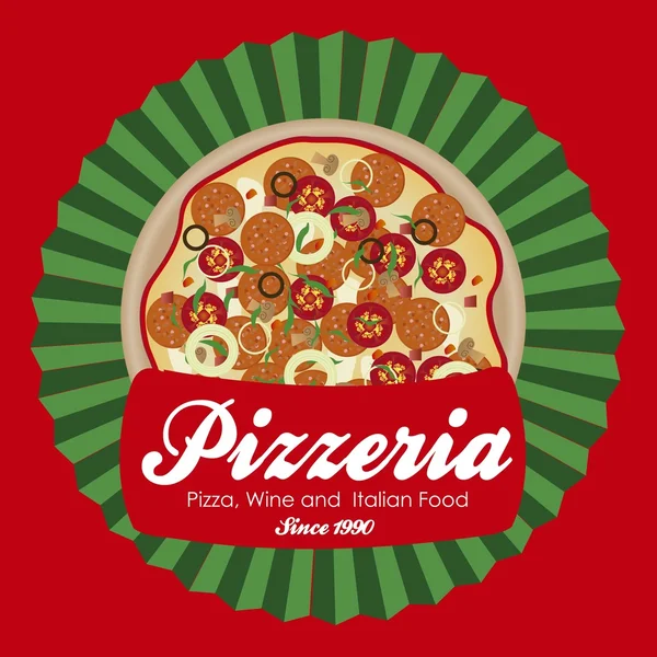 Etiqueta de pizzería — Vector de stock