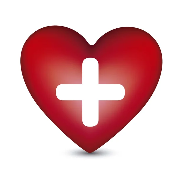 Coeur avec une croix blanche — Image vectorielle