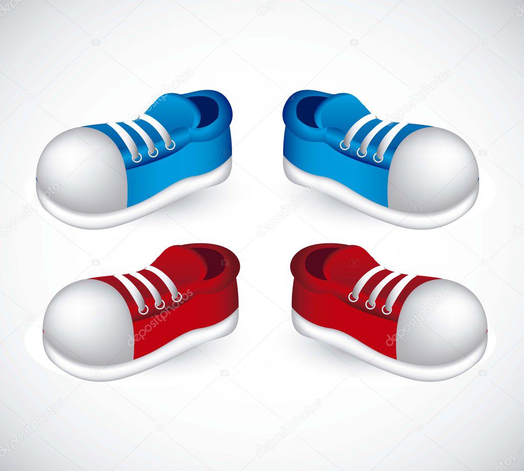 red and blue shoes