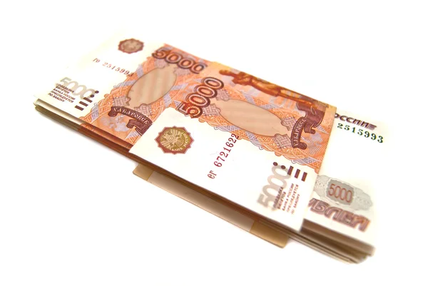 Stapel van Russische geld bankbiljetten — Stockfoto