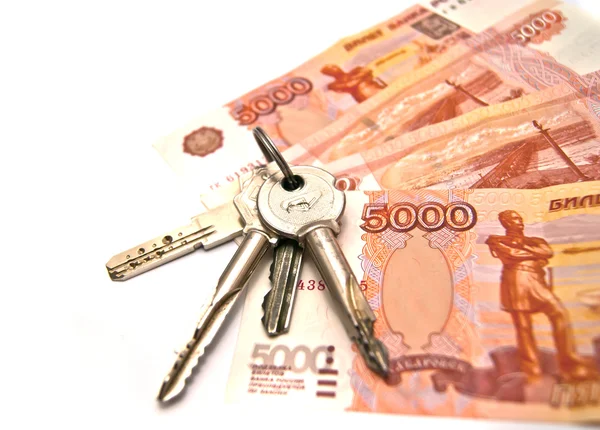 Keys and banknotes — Stock Photo, Image