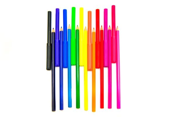 Diferentes marcadores e lápis — Fotografia de Stock