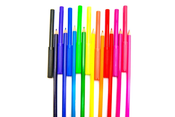 Różnymi ołówki i markerów — Zdjęcie stockowe