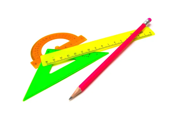 Bleistift und Lineal in Großaufnahme — Stockfoto