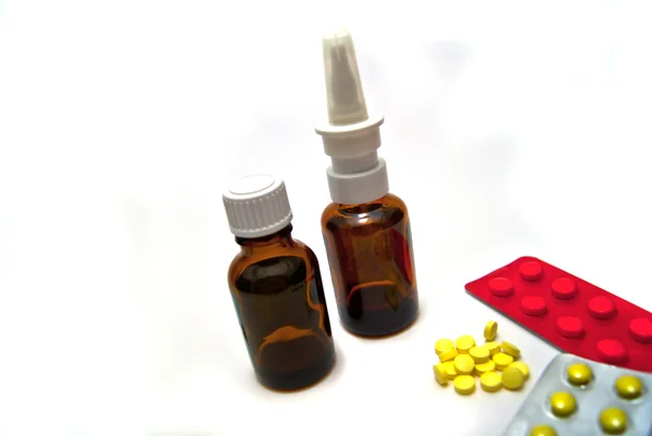 Two bottles and pills — Stock Photo, Image