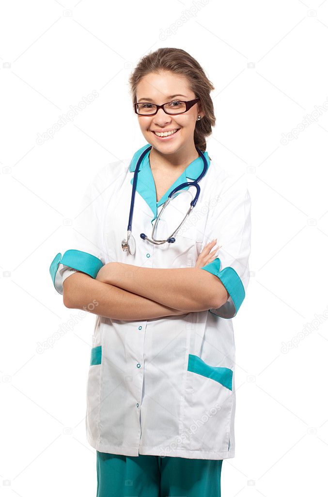 Young nurse full length portrait
