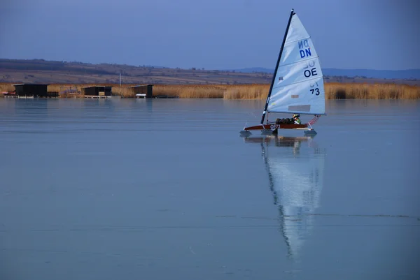 Iceboat reflection — Zdjęcie stockowe