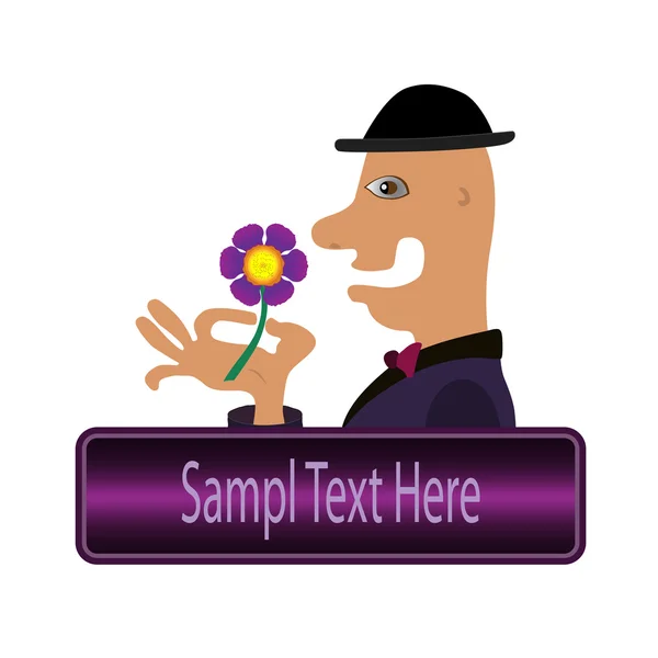 Een gentleman in een hoed met een bloem — Stockvector