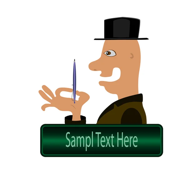 Un caballero con sombrero y lápiz — Vector de stock