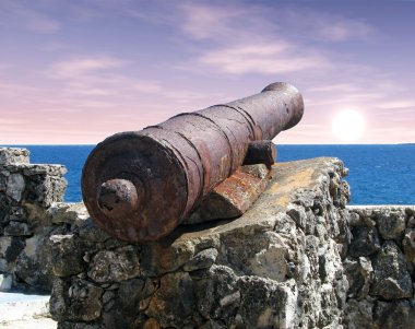 Cannon at dawn clipart